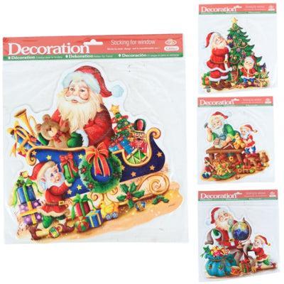 Raamstickers kerstman 30 cm 4 assorti | 96 stuks
