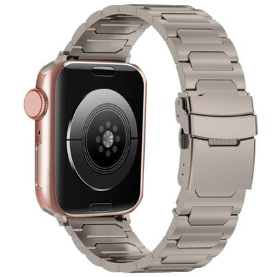 By Qubix - Titanium H-type schakelband - Titanium kleur - Compatible met Apple Watch 38mm / 40mm / 41mm / 42mm - Compatible Apple watch bandjes