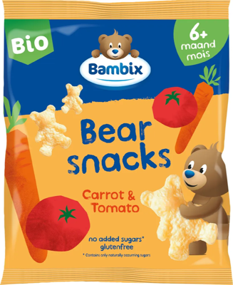 Bambix Bearsnacks Wortel & Tomaat 6M+ Bio