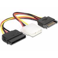 Delock 65235 Kabel Voeding SATA 15-pins male naar Molex 4-pins female + SATA 15-pins female - thumbnail