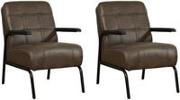 Leren retro fauteuil Ahead - set van 2 fauteuils - Echt leer, Industrieel, Comfortabel en kies uit meer dan 150+ kleuren - Ontdek de Vele Leersoorten en Kleuren bij ShopX - thumbnail