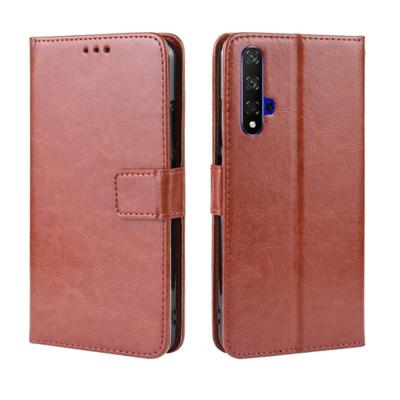 Retro Crazy Horse textuur horizontale Flip lederen case voor HUAWEI Honor 20 met houder & kaartsleuven & fotolijstjes (bruin)