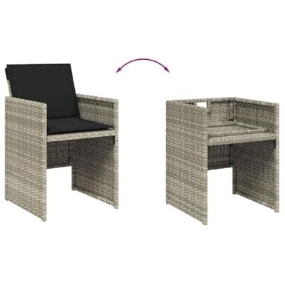 Tuinstoelen 4 st met kussens poly rattan lichtgrijs - thumbnail