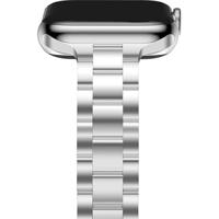 By Qubix - Stalen slim fit schakelband - Zilver - Compatible met Apple watch 38mm / 40mm / 41mm / 42mm - Compatible Apple watch bandjes - thumbnail