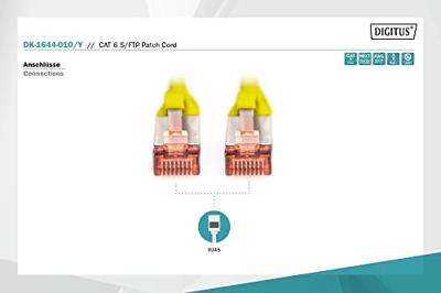 Digitus DK-1644-010/Y RJ45 Netwerkkabel, patchkabel CAT 6 S/FTP 1.00 m Geel Halogeenvrij, Verdraaide paren, Snagless, Vlambestendig 1 stuk(s) Digitus DK-1644-010/Y RJ45 Netwerkkabel, patchkabel CAT 6 S/FTP 1.00 m Geel Halogeenvrij, Verdraaide paren, Snagless, Vlambestendig 1 stuk(s)