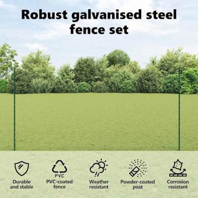 VidaXL Hek met paal groen 1,5 x 10 m staal en pvc