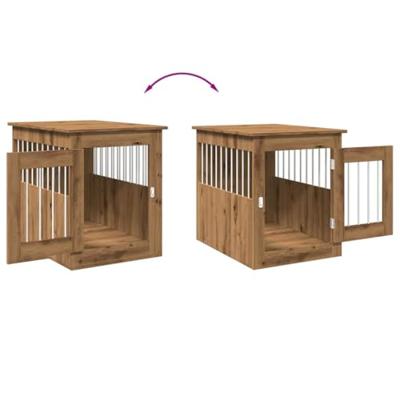 VidaXL Hondenbench 55x75x65 cm bewerkt hout artisanaal eikenkleurig