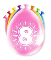 Party Ballonnen Hoera 8 Jaar - 8 Stuks - thumbnail