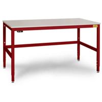 Manuflex LC3916.3003 ESD ESD-werktafel CANTOLAB speciale met kunststof plaat, bxdxh = 1600 x 800 x 758-958 mm Robijn-rood - thumbnail