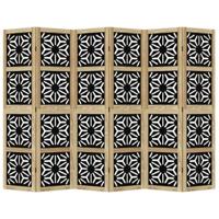 Kamerscherm met 6 panelen massief paulowniahout bruin en zwart - thumbnail