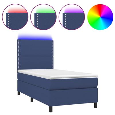 Boxspring met matras en LED stof blauw 100x200 cm - thumbnail
