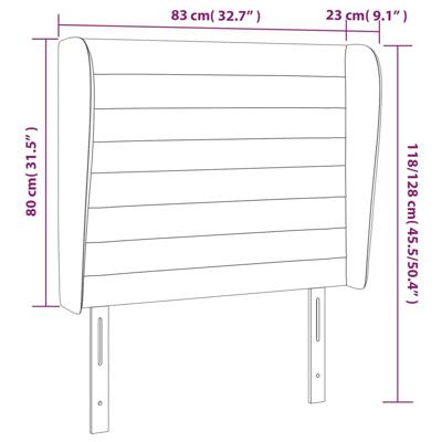 Hoofdbord met randen 83x23x118/128 cm stof donkergrijs - thumbnail