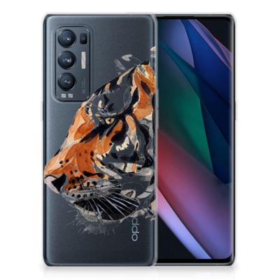 Smartphone hoesje OPPO Find X3 Neo Watercolor Tiger Smartphone hoesje OPPO Find X3 Neo Watercolor Tiger