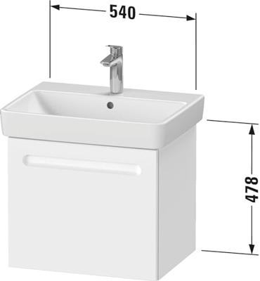 Wastafelkast Duravit No.1 Met 1 Lade 49x42.6x47.8 cm Met Geïntegreerde greep Mat Wit Duravit