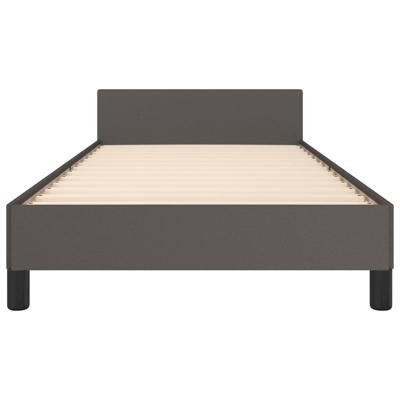 Bedframe met hoofdbord kunstleer grijs 160x200 cm - thumbnail