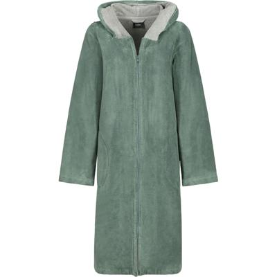 Cawö Cawo Dames Home Badjas met Capuchon en ritssluiting Doubleface 841 48/50 fjord