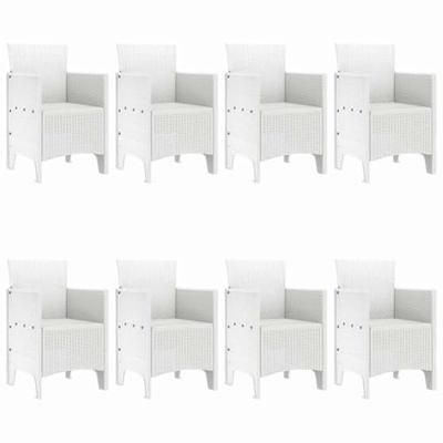 9-delige tuinset van wit poly rattan