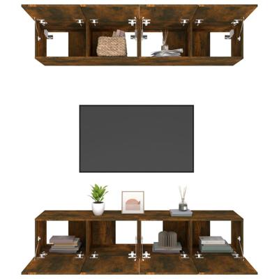 Tv-meubelen 4 st 80x30x30 cm bewerkt hout gerookt eikenkleur