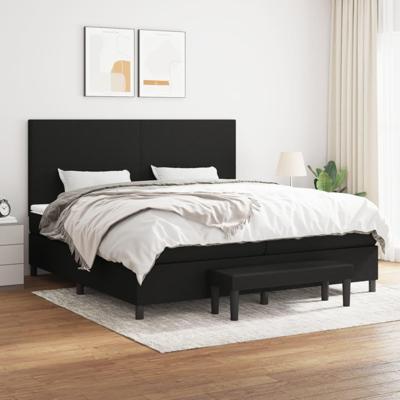 Boxspring met matras stof zwart 200x200 cm