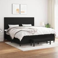 Boxspring met matras stof zwart 200x200 cm - thumbnail