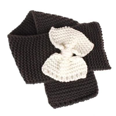 Herfst winter meisjes warm gebreide bowknot sjaals (donkergrijs)