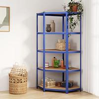 Hoekrek 5-laags staal en bewerkt hout blauw - thumbnail
