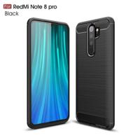 Voor Xiaomi Redmi Note 8 Pro geborsteld textuur koolstofvezel TPU case (zwart) - thumbnail