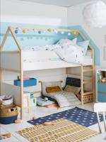 Halfhoog bed Cabane wit/hout - thumbnail