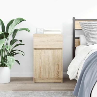 Nachtkastje 39x35x65 cm bewerkt hout sonoma eikenkleurig