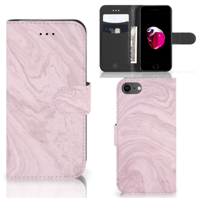 iPhone 7 | 8 | SE (2020) | SE (2022) | Bookcase | Marble Pink - Origineel Cadeau Vriendin