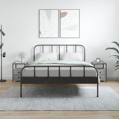 Nachtkastjes 2 st 34x35,5x50 cm bewerkt hout grijs sonoma eiken