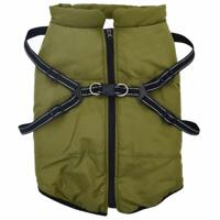 VidaXL Hondenjas met harnas waterdicht reflecterend legergroen l68 - thumbnail