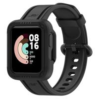 By Qubix - Siliconen sportband met case - Zwart - Xiaomi Redmi Watch 2 (Lite) - thumbnail