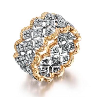 Vergulde kleur micro set ring luxe Diamond gouden trouwring grootte: 10