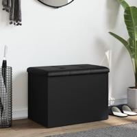 Opbergbankje 62x42x45 cm bewerkt hout zwart - thumbnail