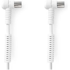 Nedis Coaxkabel | IEC (Coax) Male | IEC (Coax) Female | Vernikkeld | 120 dB | 75 Ohm | Viervoudig Afgeschermd | 3.00 m | Rond | PVC | Wit | Doos -
