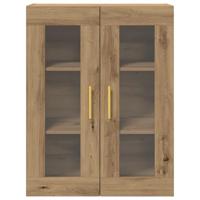 Wandkast artisanaal eikenkleurig 69.5 x 34 x 90 cm Bewerkt hout - thumbnail
