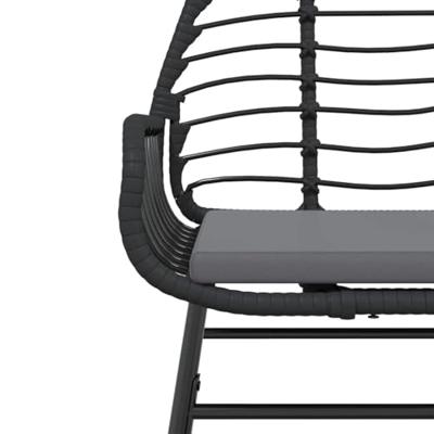 3-delige Tuinset met kussens poly rattan glas zwart