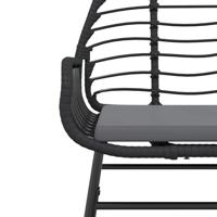 3-delige Tuinset met kussens poly rattan glas zwart - thumbnail