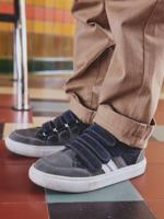 Baskets met klittenband van leer voor kinderen veel grijs - thumbnail