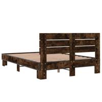 Bedframe bewerkt hout metaal gerookt eikenkleurig 120x200 cm - thumbnail
