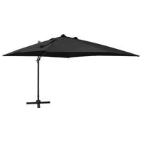 VidaXL Zweefparasol met paal en led-verlichting 300 cm zwart - thumbnail
