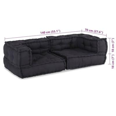 Poef modulair 140x70x36 stof antracietkleurig Poef modulair 140x70x36 stof antracietkleurig