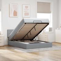 Ottoman bed met matras 140x200cm stof lichtgrijs - thumbnail
