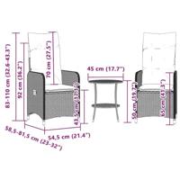 Tuinstoelen 2 st verstelbaar met tafel poly rattan zwart - thumbnail