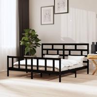 Bedframe massief grenenhout zwart 200x200 cm - thumbnail