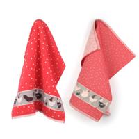 Bunzlau Castle Keuken- en theedoek set Chickens Rood - thumbnail