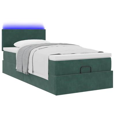 Ottoman bed met matras en LED's 120x200cm fluweel donkergroen