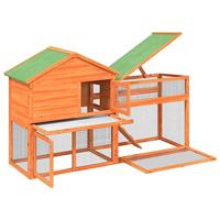 VidaXL Konijnenhok 185,5x60,5x109,5 cm massief grenenhout bruin - thumbnail