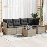 6-delige Loungeset met kussens poly rattan lichtgrijs - thumbnail